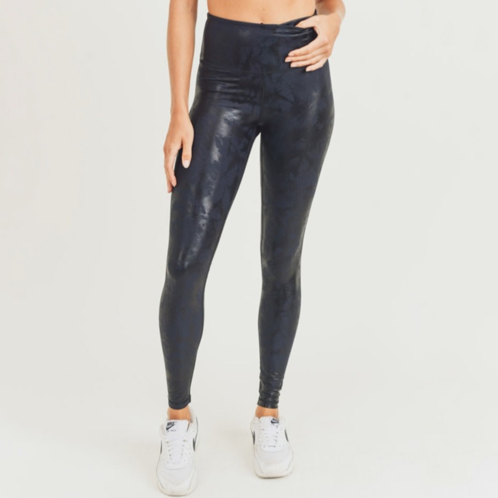 🆕 MONO B Blk Metallic Foil Print Leggings Sz Sm